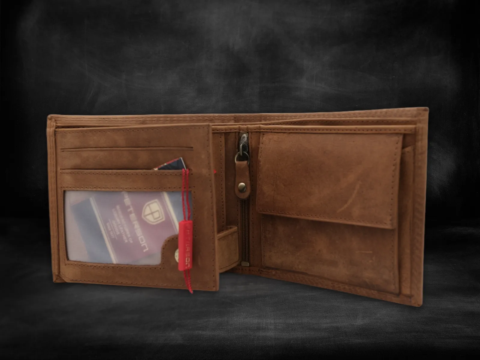 Peterson Nagy Sima Gravírozott Pénztárca - Világos barna (2)