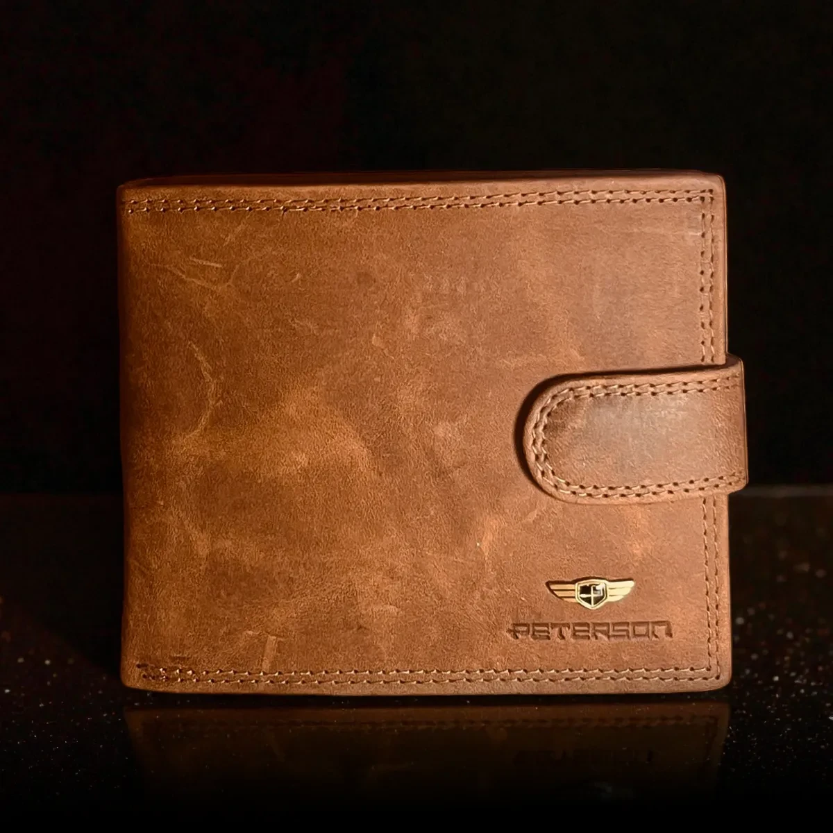 Peterson Nagy Csatos Gravírozott Pénztárca - Barna