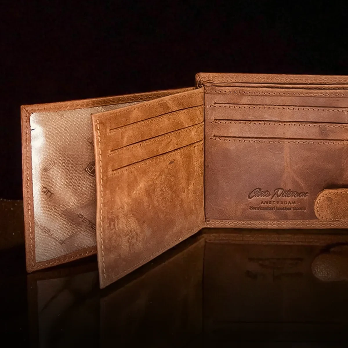 Peterson Nagy Csatos Gravírozott Pénztárca - Barna (2)
